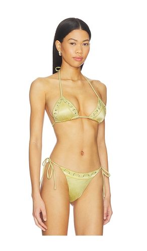 Juni Eyelet Lace Up Bikini Top in Yellow. - size M (also in S) - With Jean - Modalova