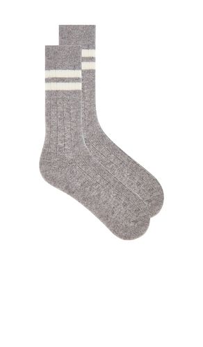 Cashmere ribbed striped socks in color greay size all - White & Warren - Modalova