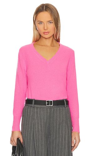 Suéter de cachemira con cuello en v en color rosado talla L en - Pink. Talla L (también en XS) - White + Warren - Modalova
