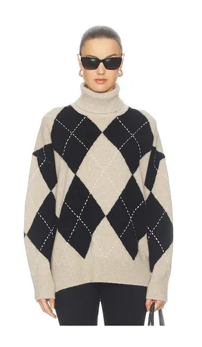 Cashmere Argyle Turtleneck in Brown. - size L (also in M, S, XS) - White & Warren - Modalova