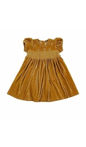 Kids Holiday Velvet Dress in Yellow. - size 18/24 (also in 2/3, 3/4, 5/6) - Wild Wawa - Modalova