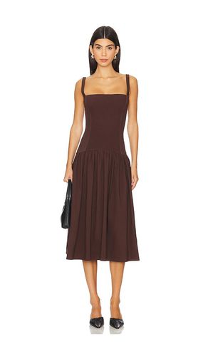 Vestido midi smocked drop waist en color marrón talla L en - Brown. Talla L (también en M, XL) - WeWoreWhat - Modalova