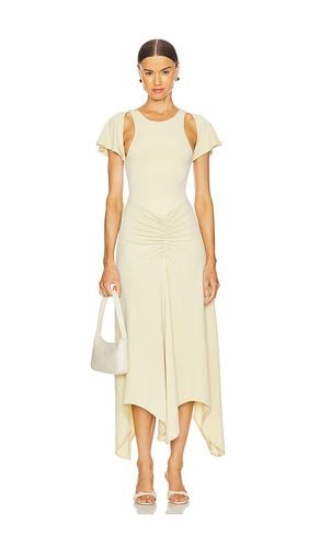 Vestido ruched asymmetric en color beige talla M en - Beige. Talla M (también en S, XS) - WeWoreWhat - Modalova