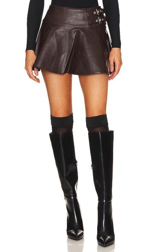 Faux Leather Buckle Mini Skort in Brown. - size 0 (also in 2, 4, 8) - WeWoreWhat - Modalova