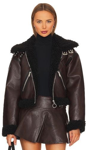 Cropped Sherpa Moto Jacket in Brown. - size L (also in M, XL, XS) - WeWoreWhat - Modalova