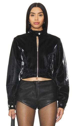 Faux Patent Leather Cropped Moto Jacket in . - size M (also in XL) - WeWoreWhat - Modalova