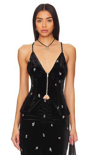 Embroidered Velvet Peplum Corset in Black. - size 0 (also in 00, 2, 4, 6) - WeWoreWhat - Modalova