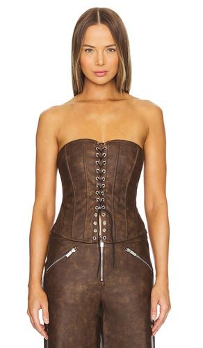 Faux Leather Lace Front Corset in Brown. - size 0 (also in 00, 2, 4) - WeWoreWhat - Modalova