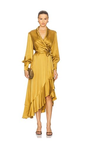 Silk Wrap Midi Dress in Yellow. - size 0/XS (also in 1/S, 2/M, 3/L) - Zimmermann - Modalova