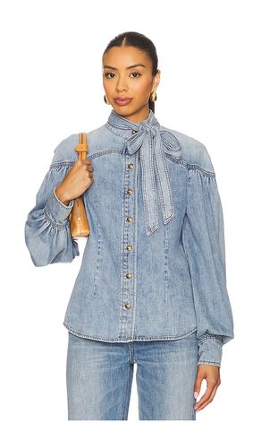 Denim Tie Neck Blouse in Blue. - size 0/XS (also in 1/S, 2/M) - Zimmermann - Modalova