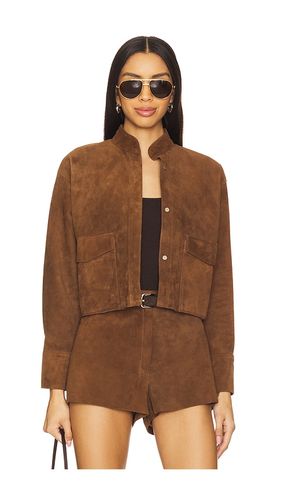 X REVOLVE Cropped Hair-on Cowhide Leather Jacket in Brown. - size L (also in M, S, XL, XS) - ZUT - Modalova