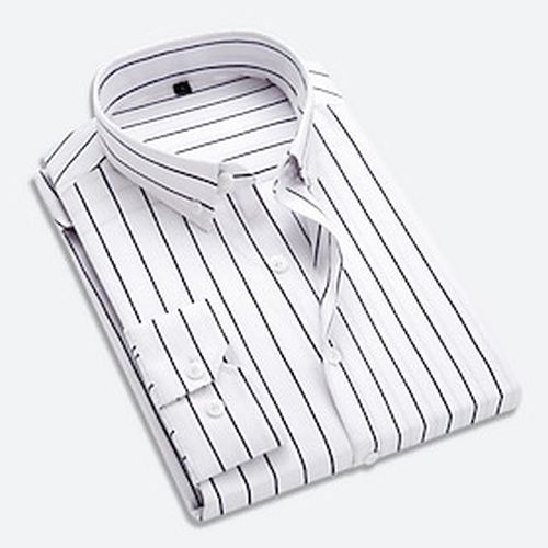 Men's Shirt Striped Collar Classic Collar Daily Work Long Sleeve Regular Fit Tops Business Basic White Black Blue / Machine wash - Ador.com UK - Modalova