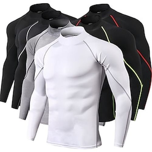 Men's Reflective Strip Compression Shirt Running Shirt Running Base Layer High Neck Long Sleeve Athletic Base Layer Winter Running Active Training Jogging Brea - Ador ES - Modalova