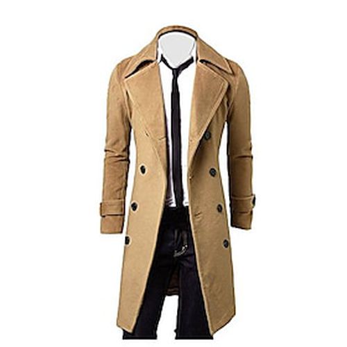 Men's Unisex Trench Coat Overcoat Fall Winter Coat Jacket Long Sleeve Gray khaki Black - Ador.com UK - Modalova