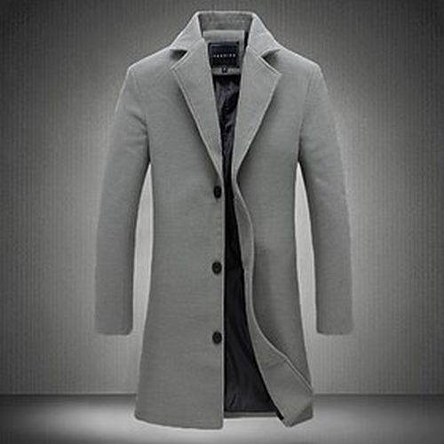 Men's Trench Coat Coat Overcoat Fall Winter Street Daily Long Coat Thermal Warm Breathable Slim Casual Jacket Long Sleeve Pocket Solid Color Black Gray Khaki - Ador.com UK - Modalova