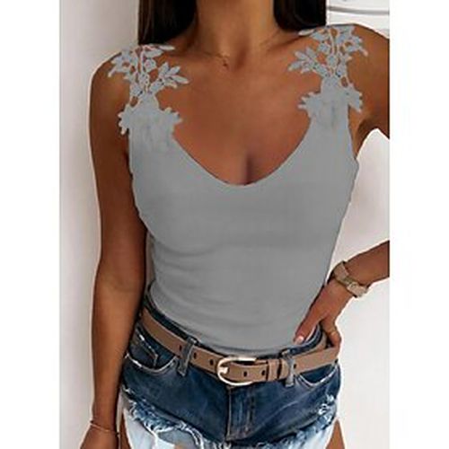 Women's Tank Top Going Out Tops Camis Black White Blue Lace Lace Trims Plain Sexy Casual Daily Sleeveless V Neck Basic Casual - Ador.com UK - Modalova
