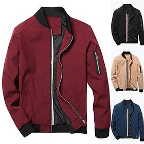 Men's Casual Jacket Spring Fall Outdoor Casual Outdoor clothing Short Coat Stand Collar Windproof Warm Regular Fit Chic Modern Luxurious Casual Daily Jacket L - Ador.com UK - Modalova