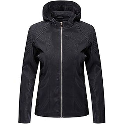 Women's Faux Leather Jacket Hoodied Jacket Zipper Pocket Chic Modern Casual Daily Comfortable Street Style Outdoor Street Daily Vacation Coat Faux Leather Bla - Ador.com UK - Modalova