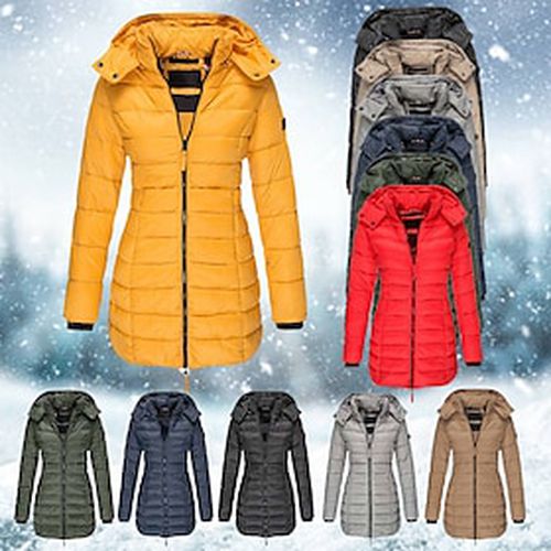 Women's Winter Jacket Winter Coat Parka Outdoor Daily Wear Vacation Going out Warm Breathable Zipper Pocket Full Zip Active Casual Comfortable Hoodie Regular F - Ador.com UK - Modalova
