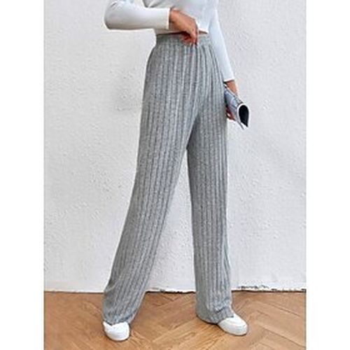 Women's Pants Trousers Relaxed Straight Black 1# Light Grey Trousers Chino High Waist Daily Wear Casual Daily Full Length High Elasticity Solid Colore - Ador.com UK - Modalova