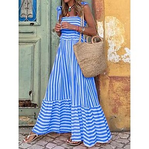 Women's Casual Dress Swing Dress Slip Dress Long Dress Maxi Dress Fashion Streetwear Striped Ruched Backless Outdoor Daily Going out Strap Sleeveless - Ador.com UK - Modalova