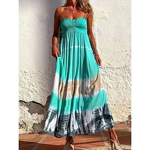 Women's Casual Dress Sundress Summer Dress Long Dress Maxi Dress Streetwear Casual Tie Dye Ruched Outdoor Daily Vacation Strapless Sleeveless Dress Re - Ador.com UK - Modalova