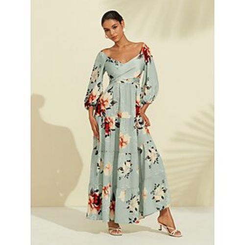 Print Satin Lace up Maxi Dress - Ador.com - Modalova