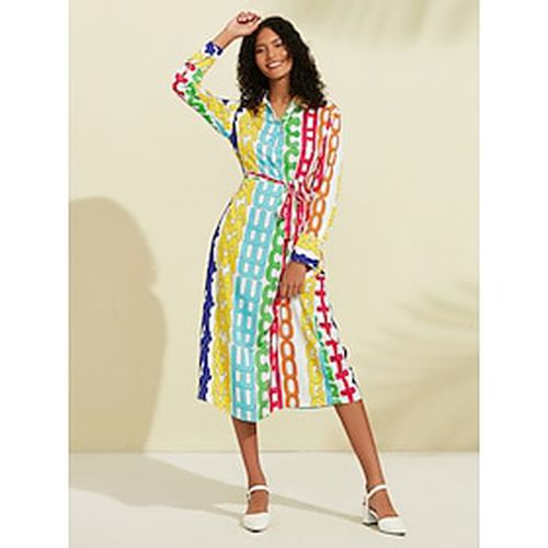 Rainbow Letter Print Midi Shirt Dress - Ador - Modalova