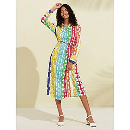 Satin Rainbow Letter Print Midi Shirt Dress - Ador - Modalova