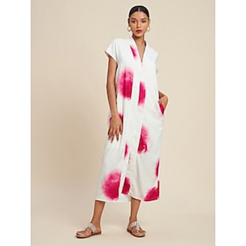 Satin Raglan Sleeve V Neck Midi Dress - Ador.com - Modalova