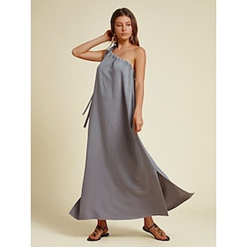Viscose and Linen Solid One Shoulder Maxi Dress - Ador.com - Modalova