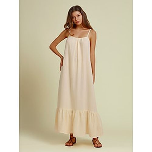 Cotton Ruffle Hem Strapped Neck Sleeveless Maxi Dress - Ador.com - Modalova