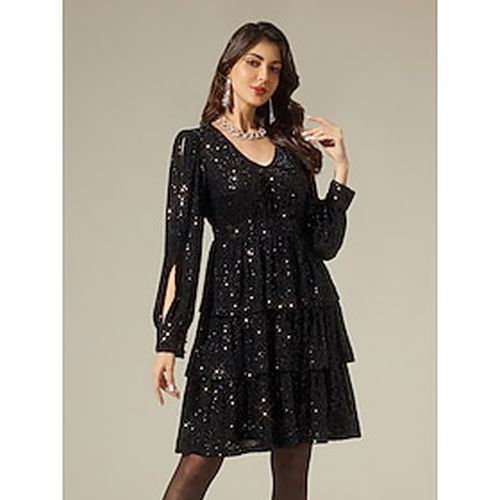 Sequin Long Sleeve Split Ends Mini Dress - Ador.com - Modalova