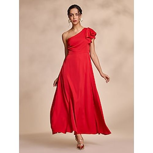 Red Satin Peplum Hem Solid Party/Wedding Guest Maxi Dress dress to impress 2024 - Ador.com - Modalova