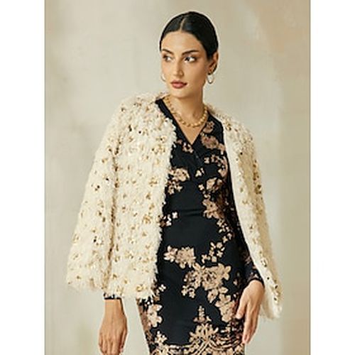 Sequin Feather Elegant Long Sleeve Jacket - Ador - Modalova