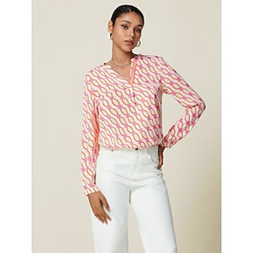 Satin Geometric Button Blouse - Ador.com - Modalova