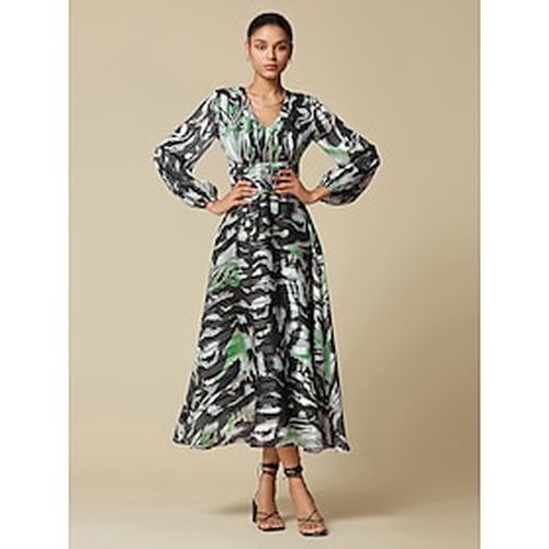 Chiffon Graphic Print Ruched Maxi Dress - Ador - Modalova