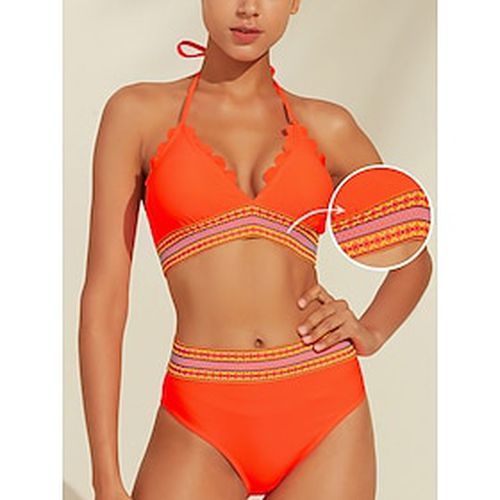 Petal Border Embellished Triangle Bikini Set - Ador - Modalova