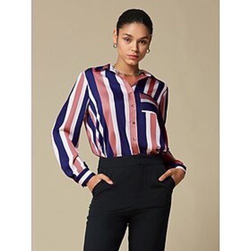 Satin Stripe Bishop Sleeve Pocket Shirt - Ador - Modalova