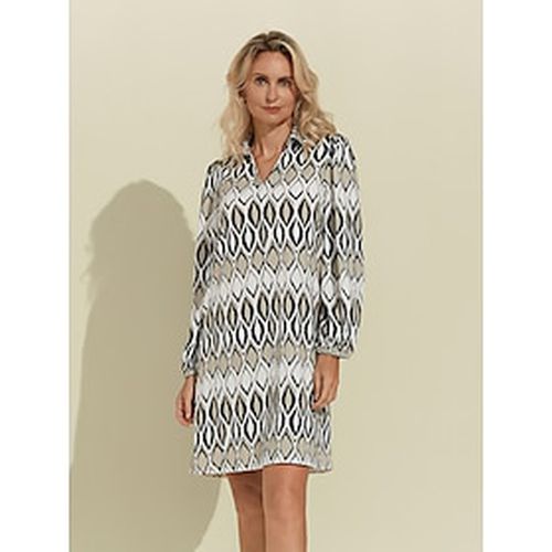 Geometric Long Sleeve Mini Shirt Dress - Ador - Modalova