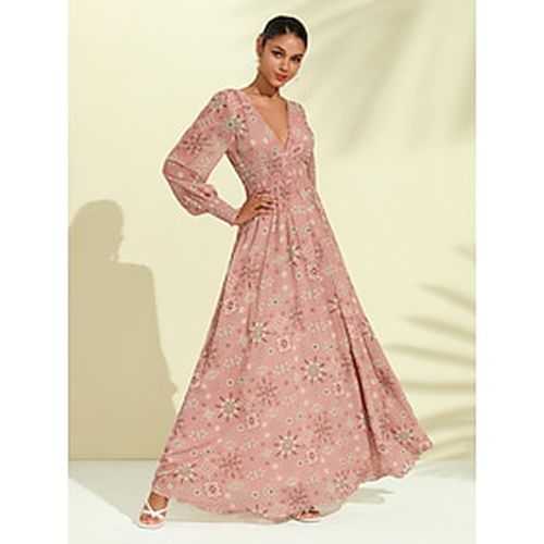 Chiffon Floral Print Elastic Waist Maxi Dress - Ador.com - Modalova