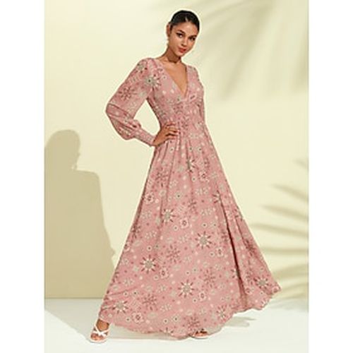 Chiffon Wedding Guest Elastic Waist Floral Maxi Dress - Ador.com - Modalova