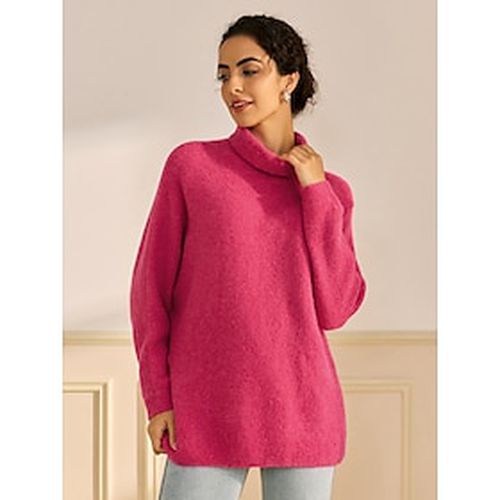 Turtleneck Ribbed Knit Wool Blend Drop Shoulder Batwing Sleeve Pullover Sweater - Ador.com - Modalova