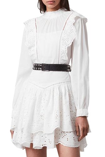 Aislyn Broiderie Dress Chalk White size 10 - AllSaints - Modalova