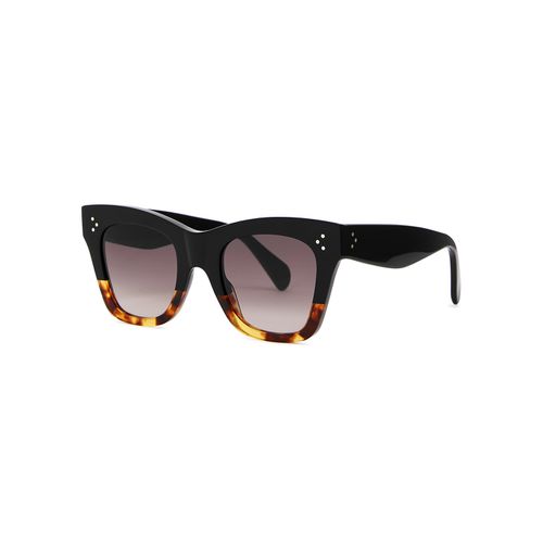 Square-frame Sunglasses Graduated Grey Lenses, Tortoiseshell Frame Trim, 100% UV Protection - Celine - Modalova