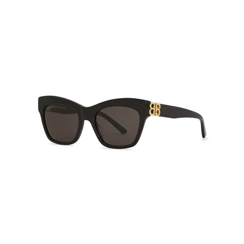 Cat-eye Sunglasses , Designer-engraved Charcoal Lenses, Gold-tone B Designer Plaque at Temples, 100% UV Protection - Balenciaga - Modalova
