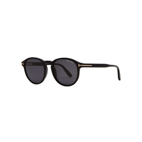 Round-frame Sunglasses , Designer-stamped Dark Grey Lenses, Signature Gold-tone 'T' Insert at Temples - Tom ford - Modalova