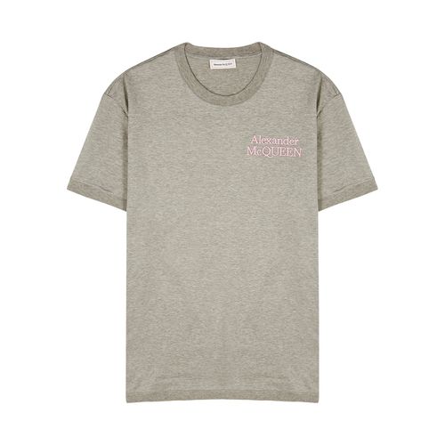 Grey Logo-embroidered Cotton T-shirt - Alexander McQueen - Modalova