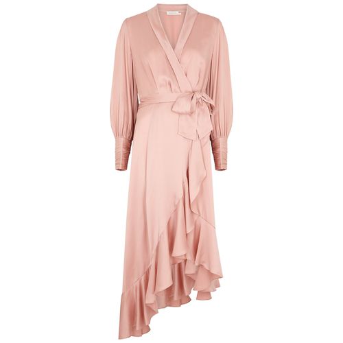 Pink Silk-satin Midi Wrap Dress - Zimmermann - Modalova