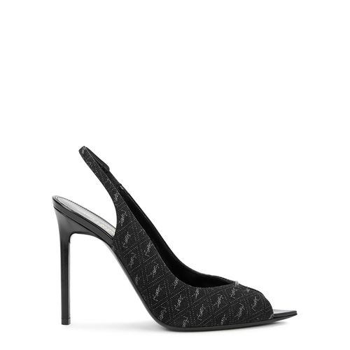 Lola 105 Monogrammed Canvas Slingback Pumps - Saint Laurent - Modalova